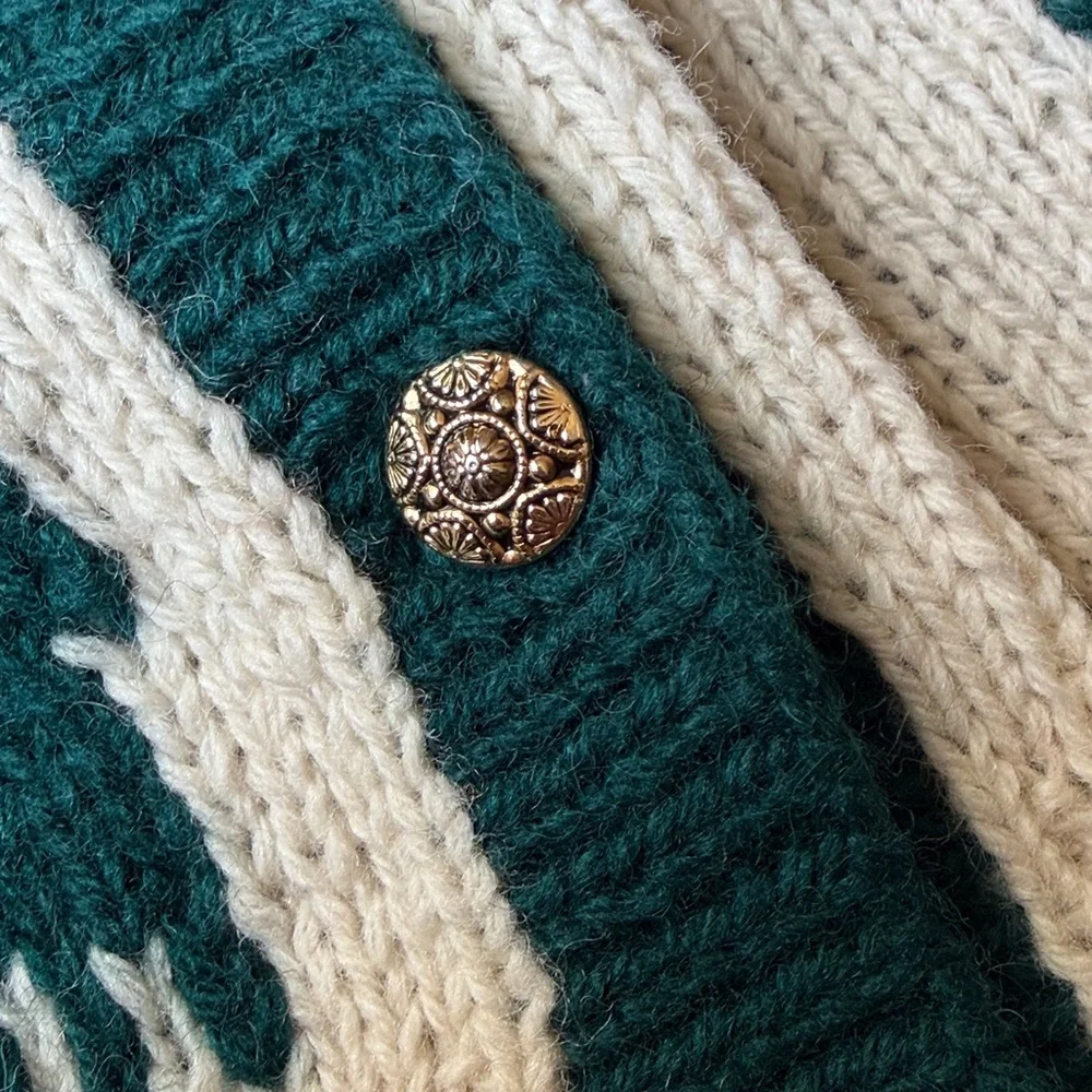 Vintage Quissett Cove Cardinal Birds 100% Shetland WOOL Cardigan Sweater - Picture 7 of 8